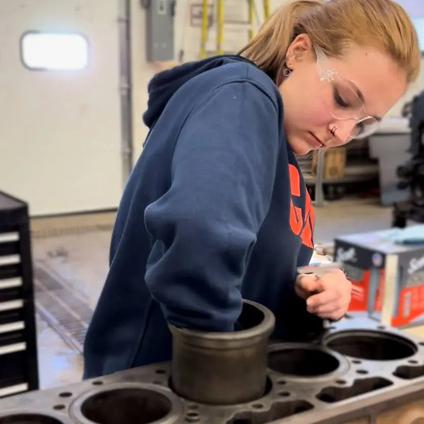 student doing a performance test